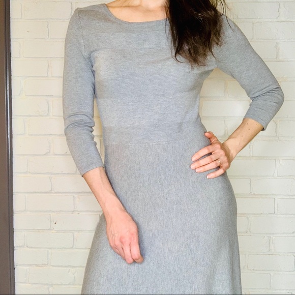 Worthington Form Fitting Bodycon Gray 3/4 Sleeve A-Line Ribbed Dress Women Small - Picture 13 of 13